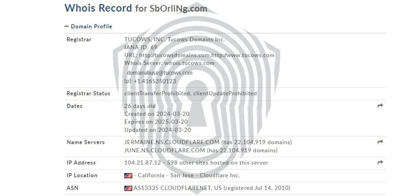 Сведения о домене Sborling, зарегистрированном в 2024 году.