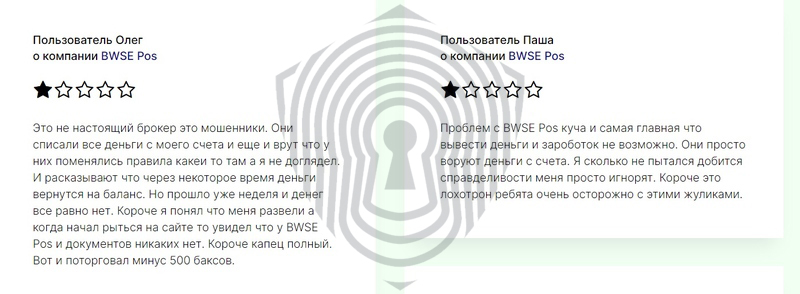 Отзывы обманутых трейдеров, описывающих действия брокера BWSE Pos