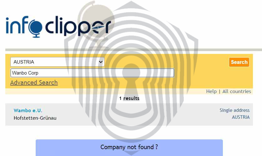 Регистрация компании Wanbo Corp в Австрии отсутствует