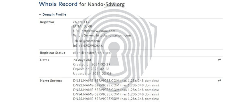 Информация о домене брокера Nando SDW и его анализ