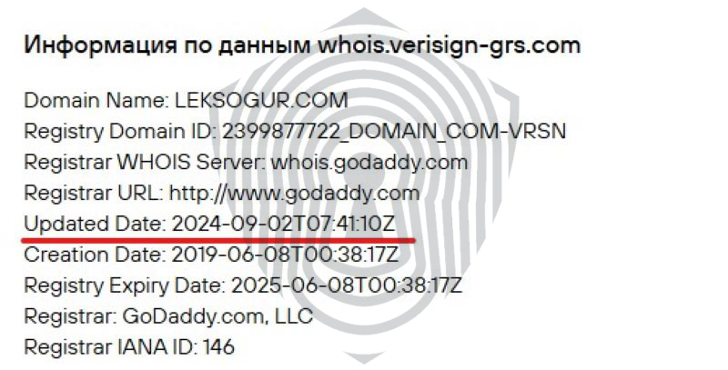 Домен брокера Leksogur был создан только в 2024 году