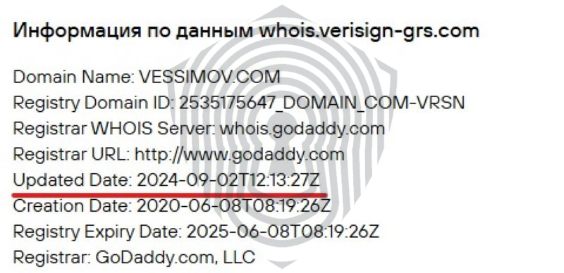 Проверка домена брокера Vessimov на сайте WhoIs